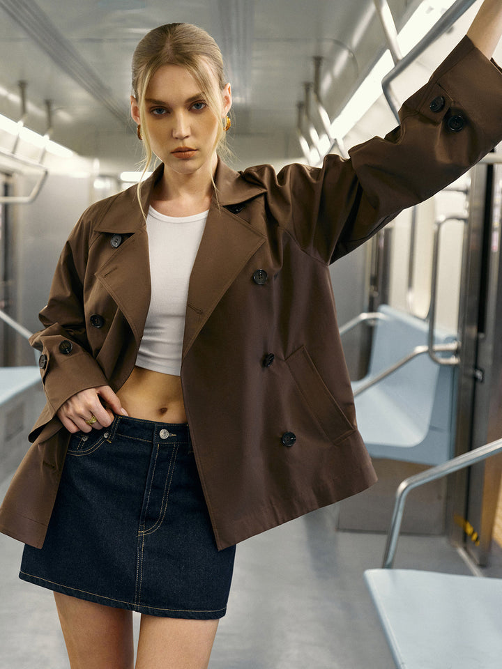 Płaszcz damski typu trencz | Dwurzędowy, klasyczny