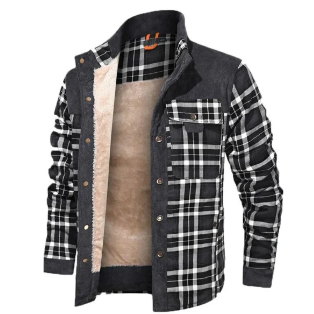 Męska marynarka w kratę z guzikami | Ciepła