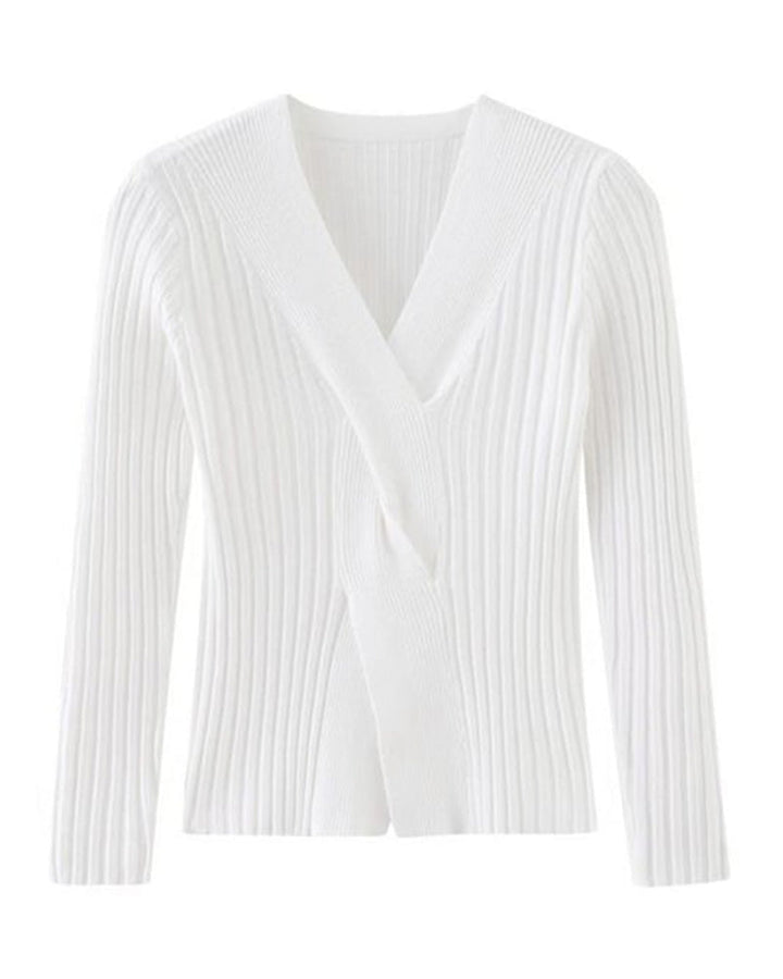 Sweter damski | Prążkowany wzór ze skręconym przodem