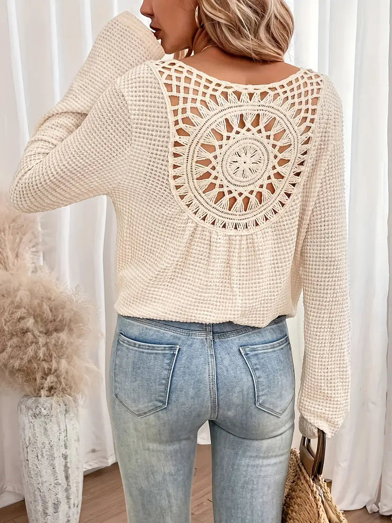 Sweter damski dzianinowy | dekolt w serek