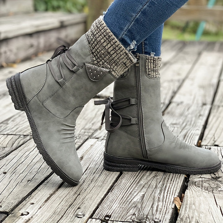 Buty zimowe damskie za kostkę sznurowane