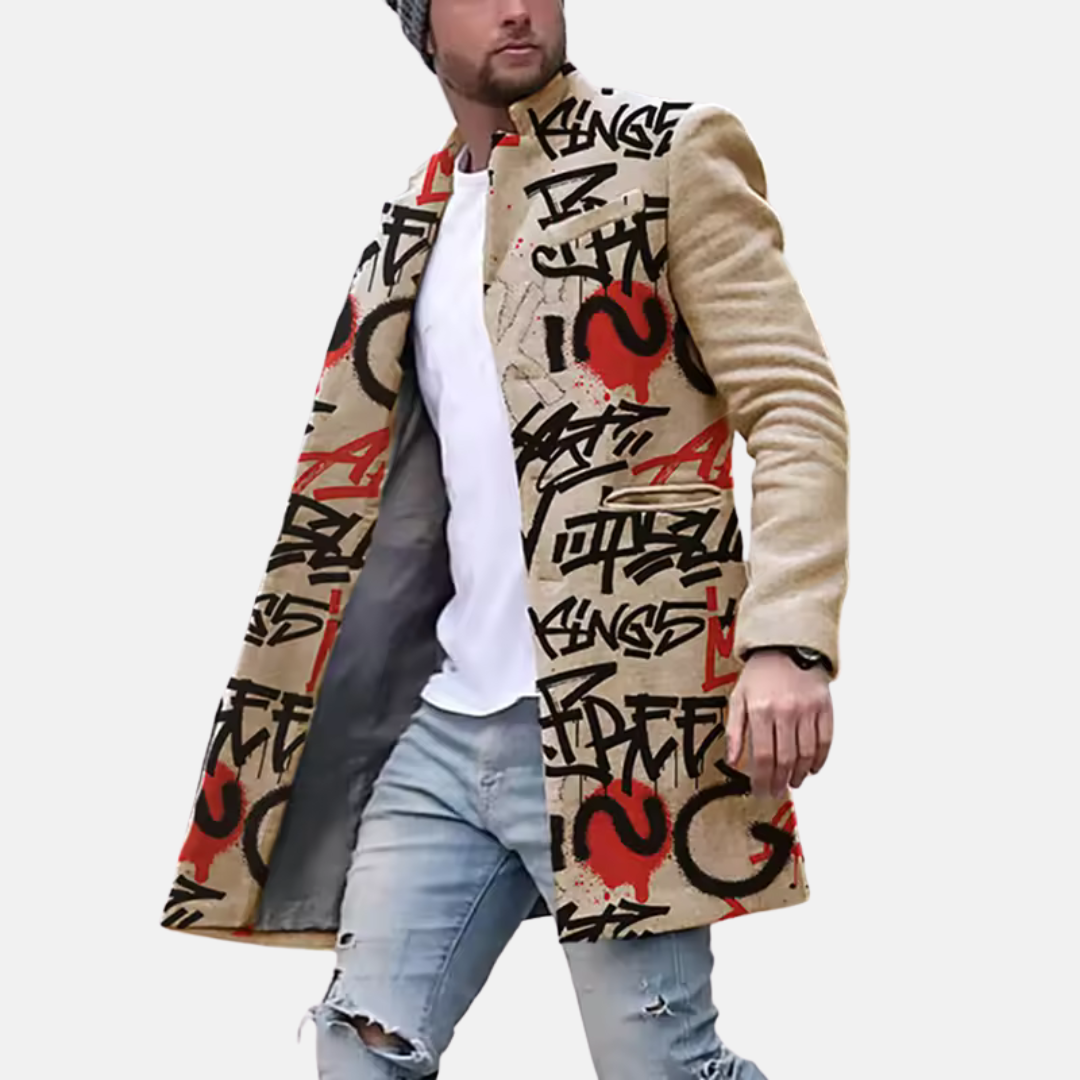 Sweter męski płaszcz graficzny | Styl uliczny