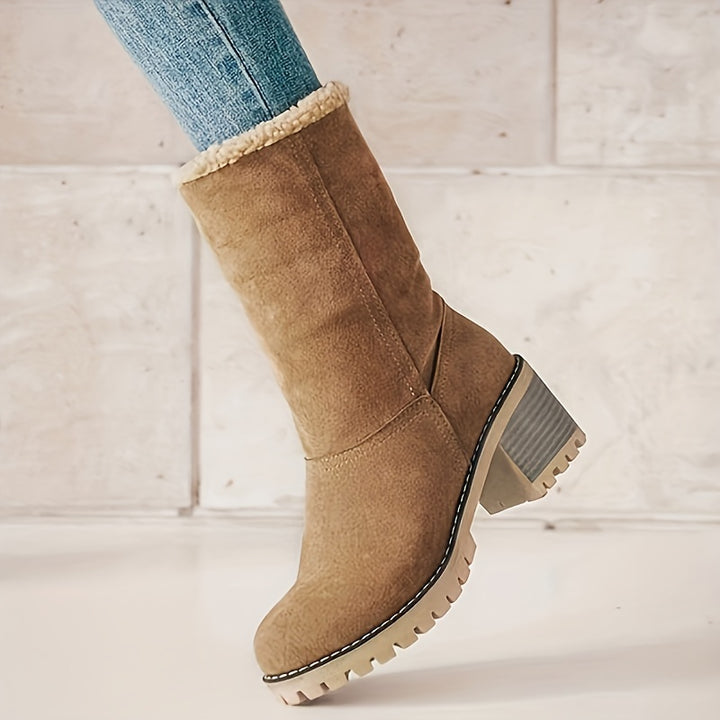 Buty zimowe damskie wsuwane z futerkiem