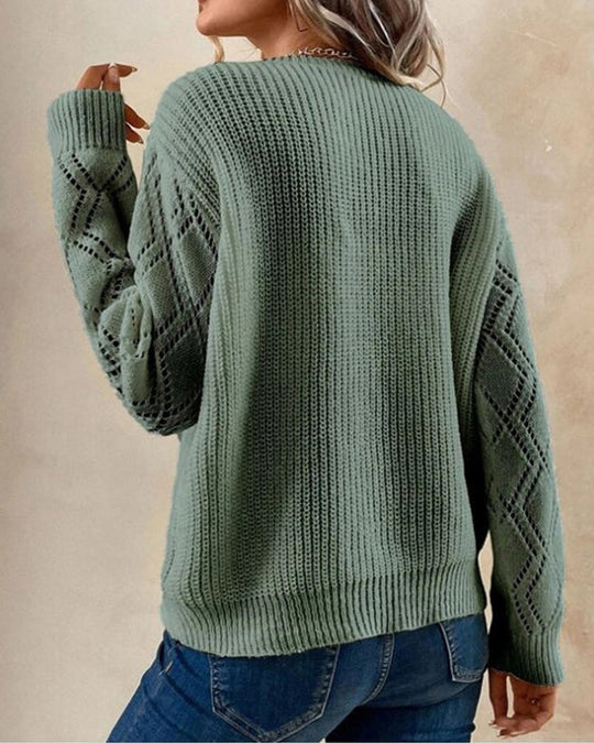 Sweter damski | dzianinowy dekolt w serek