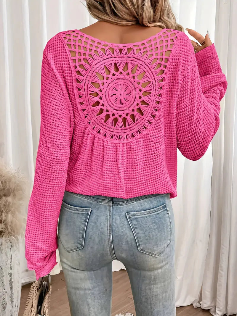 Sweter damski dzianinowy | dekolt w serek