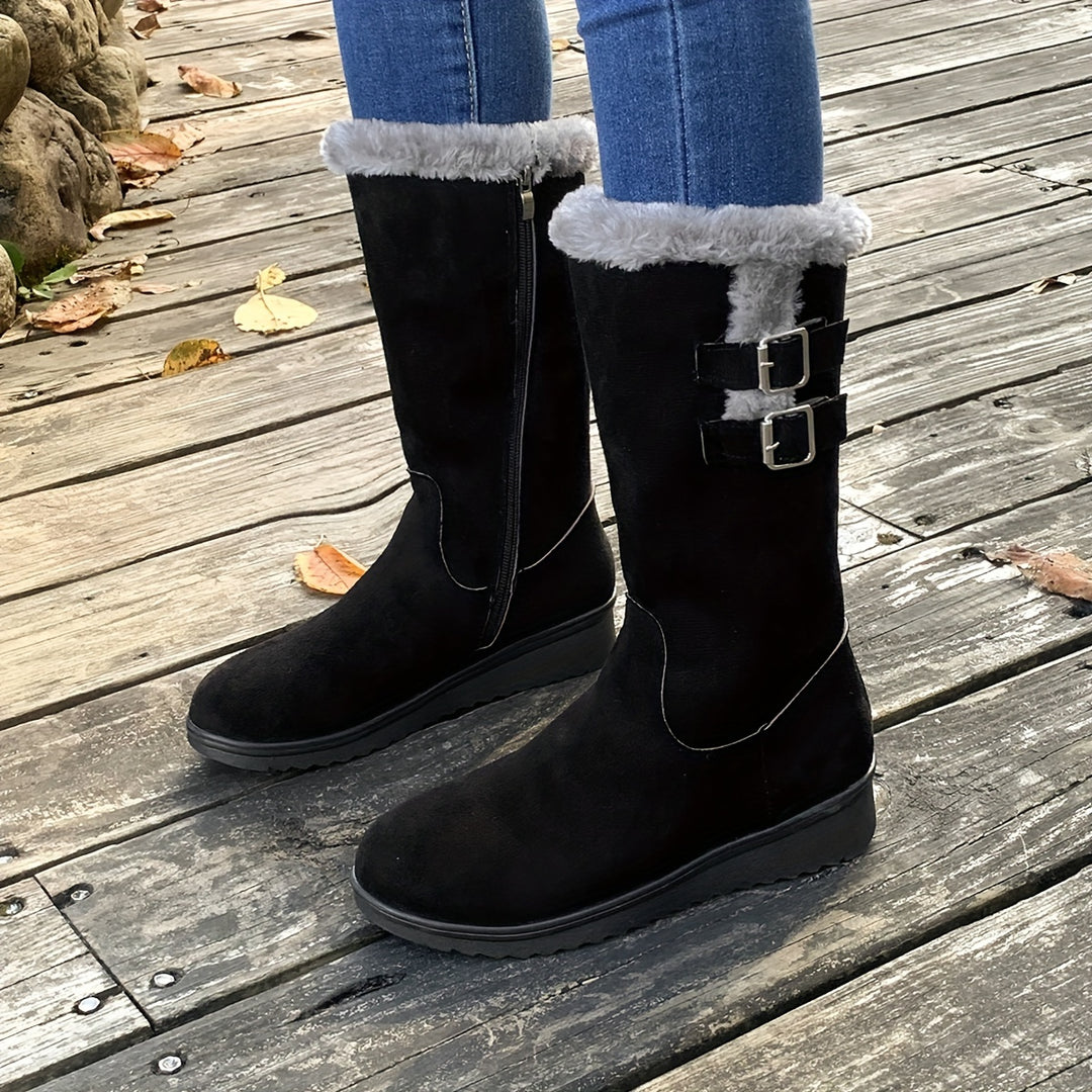 Buty zimowe damskie za kostkę z zamkiem