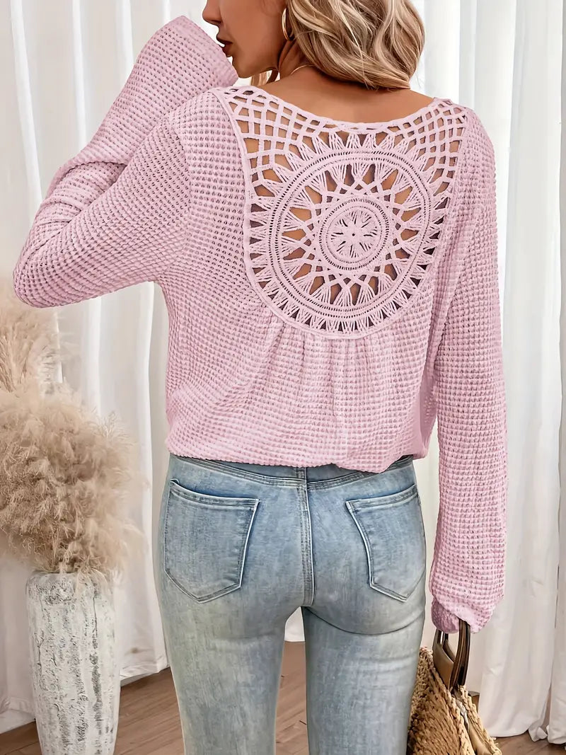 Sweter damski dzianinowy | dekolt w serek