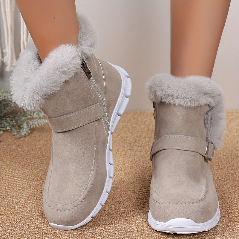 Buty zimowe damskie ocieplane z zamkiem