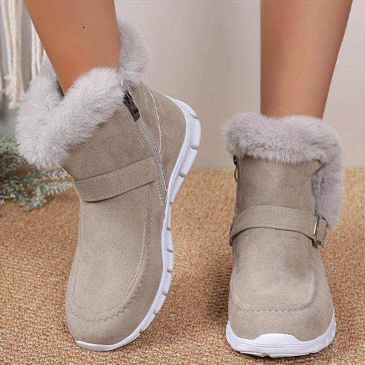 Buty zimowe damskie ocieplane z zamkiem
