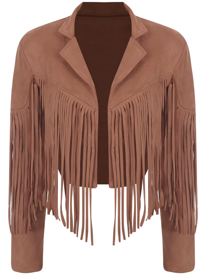 Damska kurtka casual z frędzlami