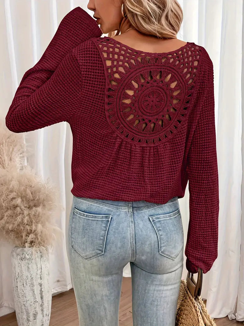 Sweter damski dzianinowy | dekolt w serek