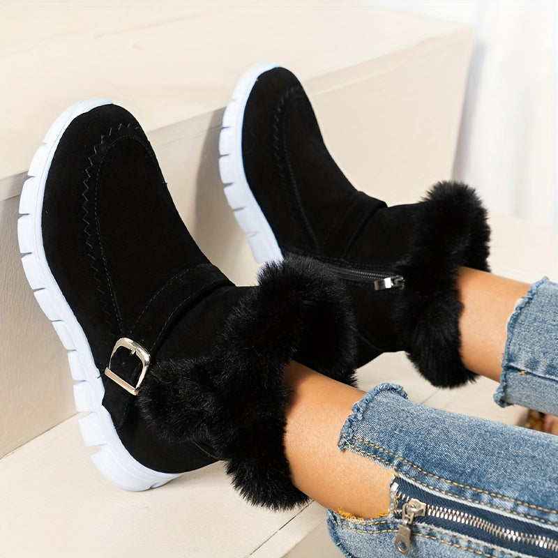 Buty zimowe damskie ocieplane z zamkiem