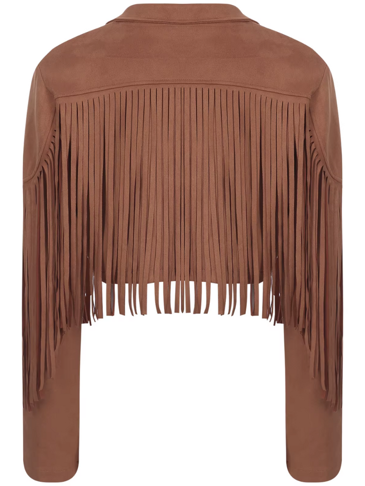 Damska kurtka casual z frędzlami