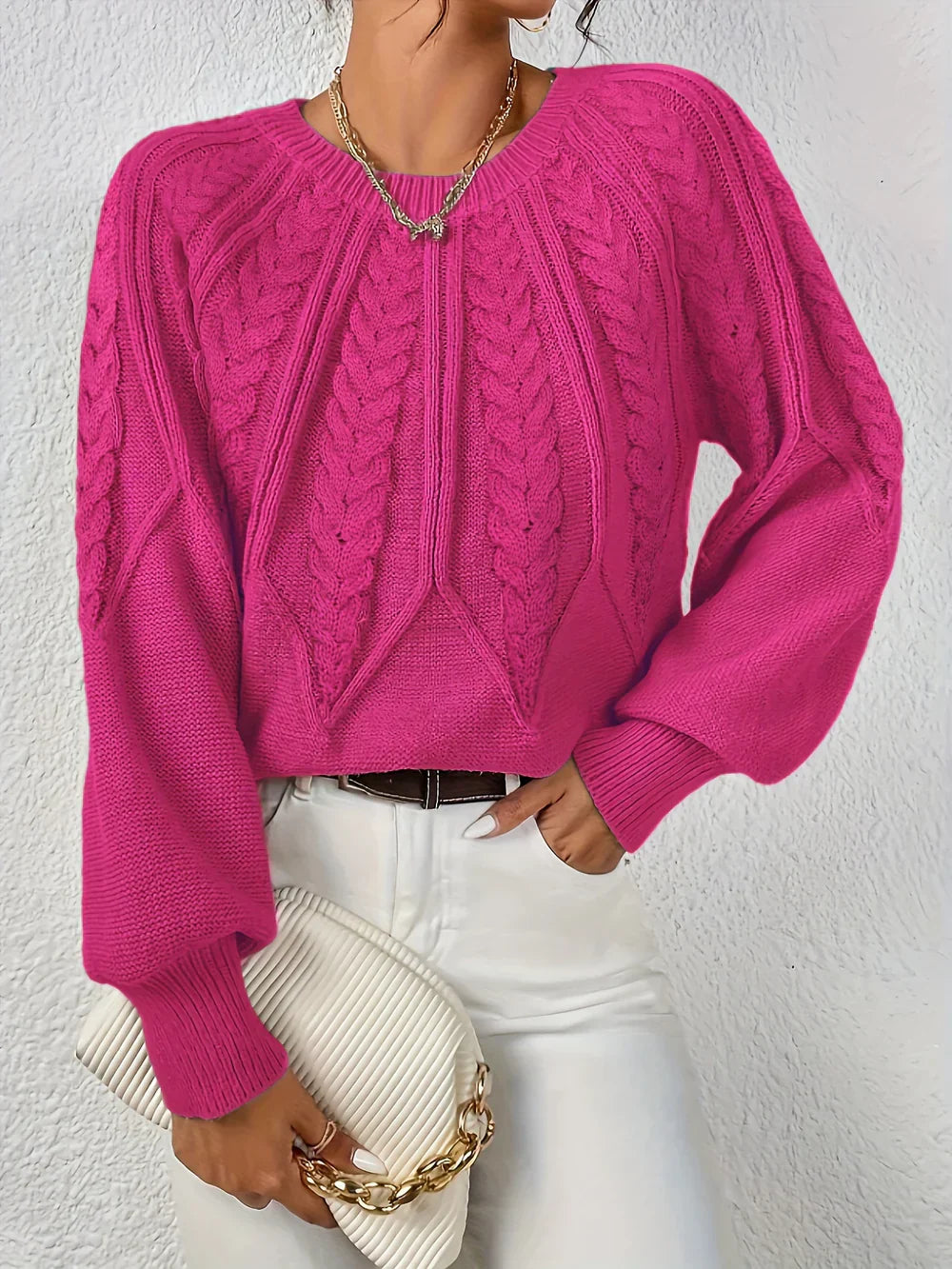 Sweter damski w splot kablowy
