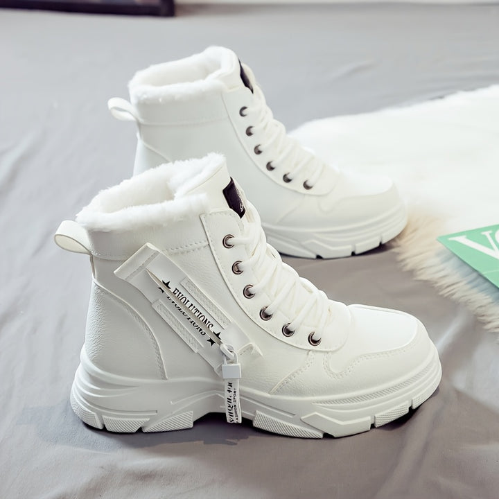 Buty zimowe damskie sznurowane z grubą podeszwą