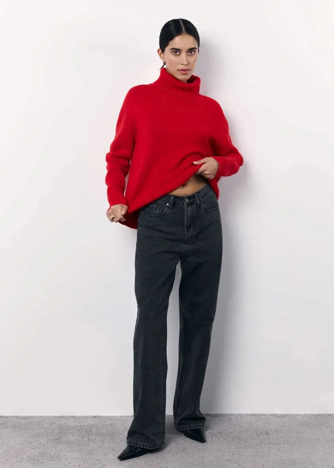 Sweter damski | golf dzianinowy