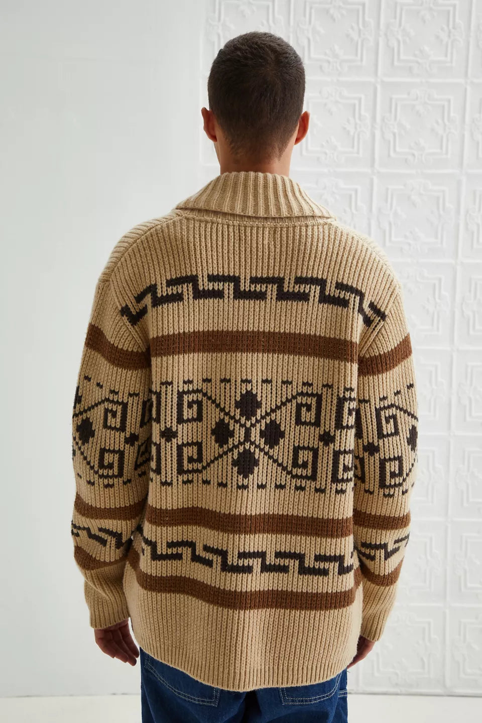 Sweter-kamizelka męski | Wzór żakardowy
