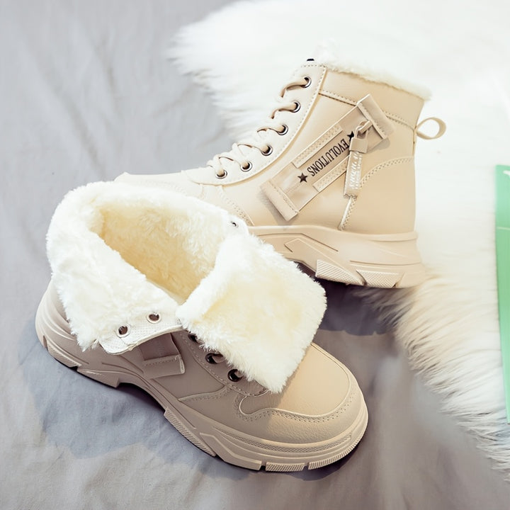 Buty zimowe damskie sznurowane z grubą podeszwą