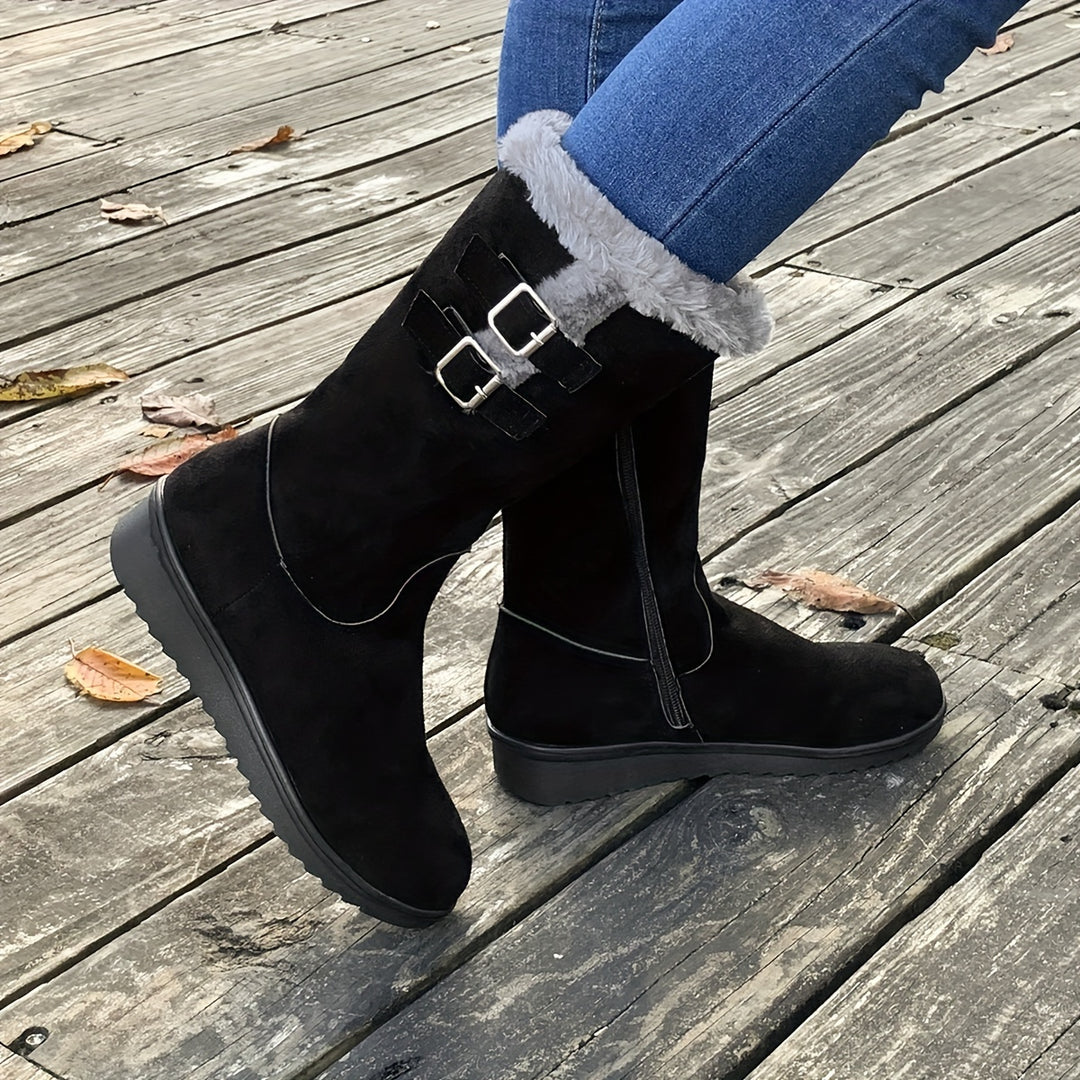 Buty zimowe damskie za kostkę z zamkiem