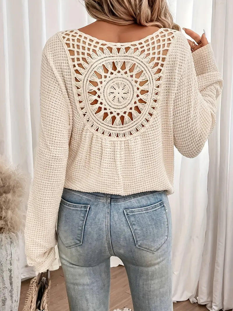 Sweter damski dzianinowy | dekolt w serek