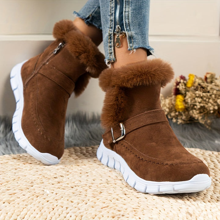 Buty zimowe damskie ocieplane z zamkiem