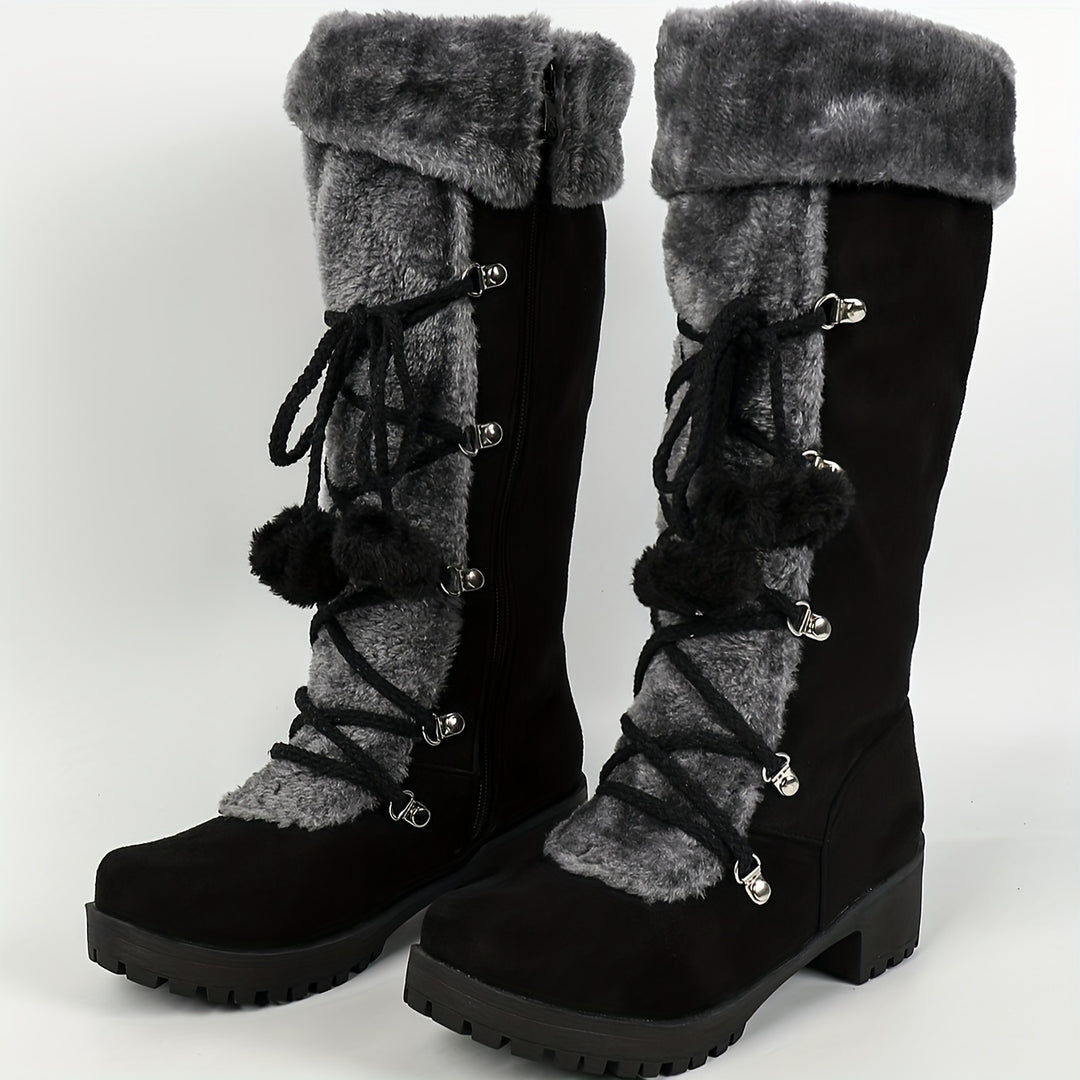 Buty zimowe damskie za kostkę z futerkiem