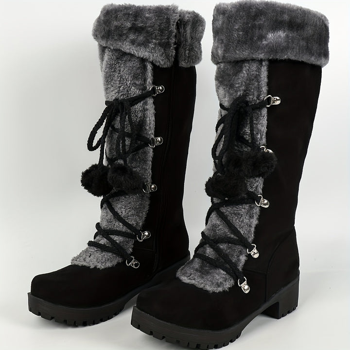 Buty zimowe damskie za kostkę z futerkiem