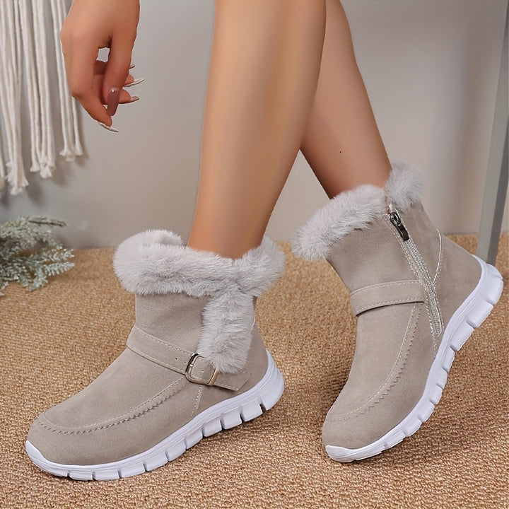 Buty zimowe damskie ocieplane z zamkiem