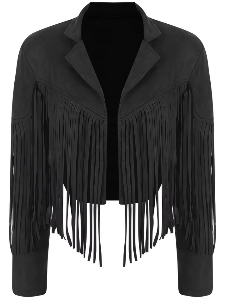 Damska kurtka casual z frędzlami