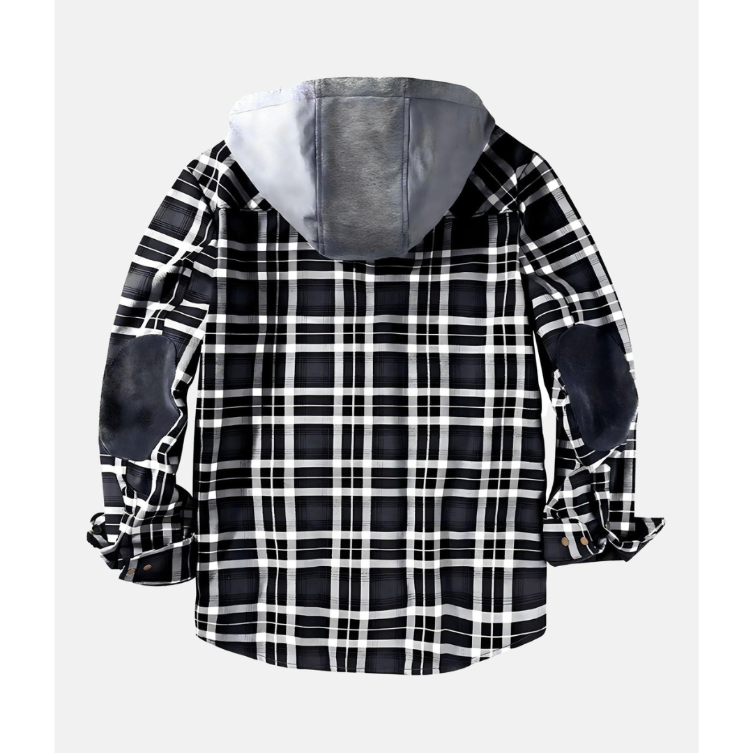 Kurtka męska | Zimowa w kratę, zapinana na guziki