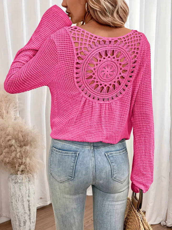 Sweter damski dzianinowy | dekolt w serek