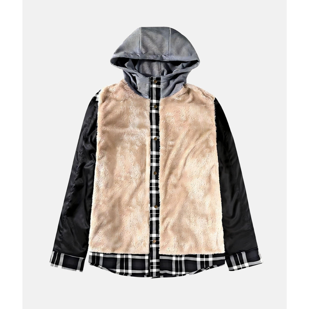 Kurtka męska | Zimowa w kratę, zapinana na guziki