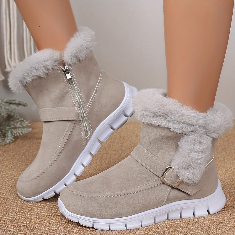 Buty zimowe damskie ocieplane z zamkiem