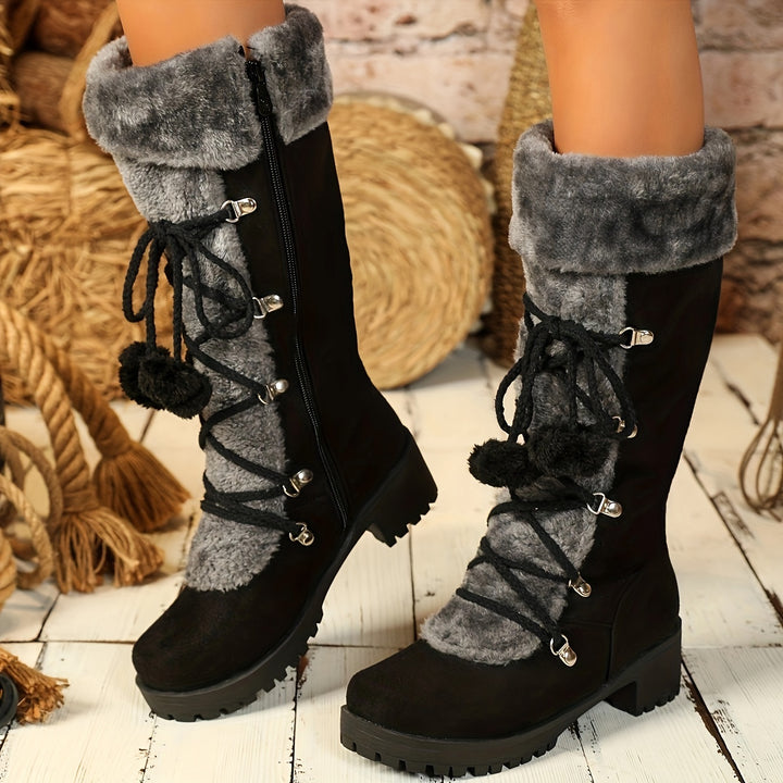 Buty zimowe damskie za kostkę z futerkiem