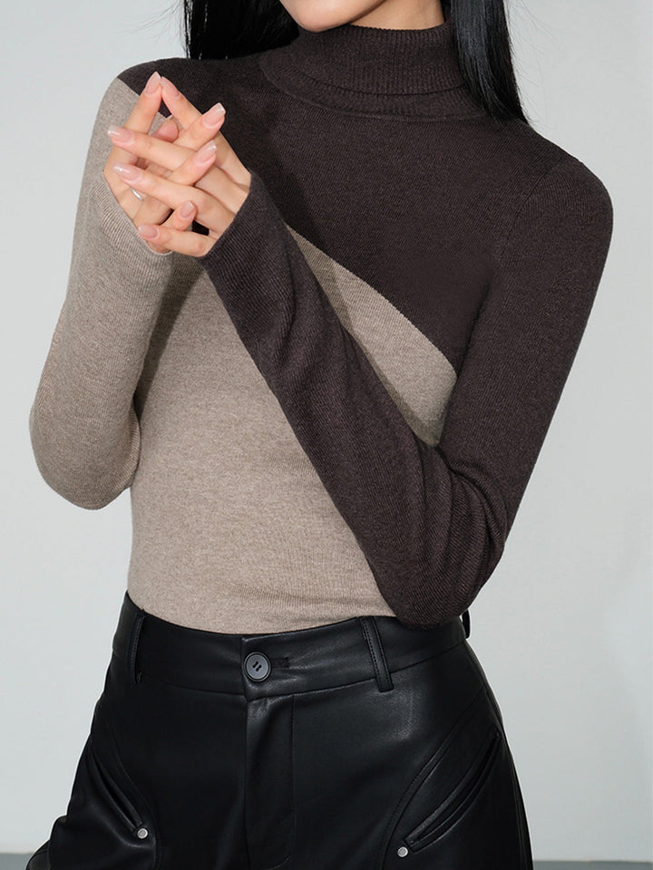 Top damski dzianinowy | patchwork