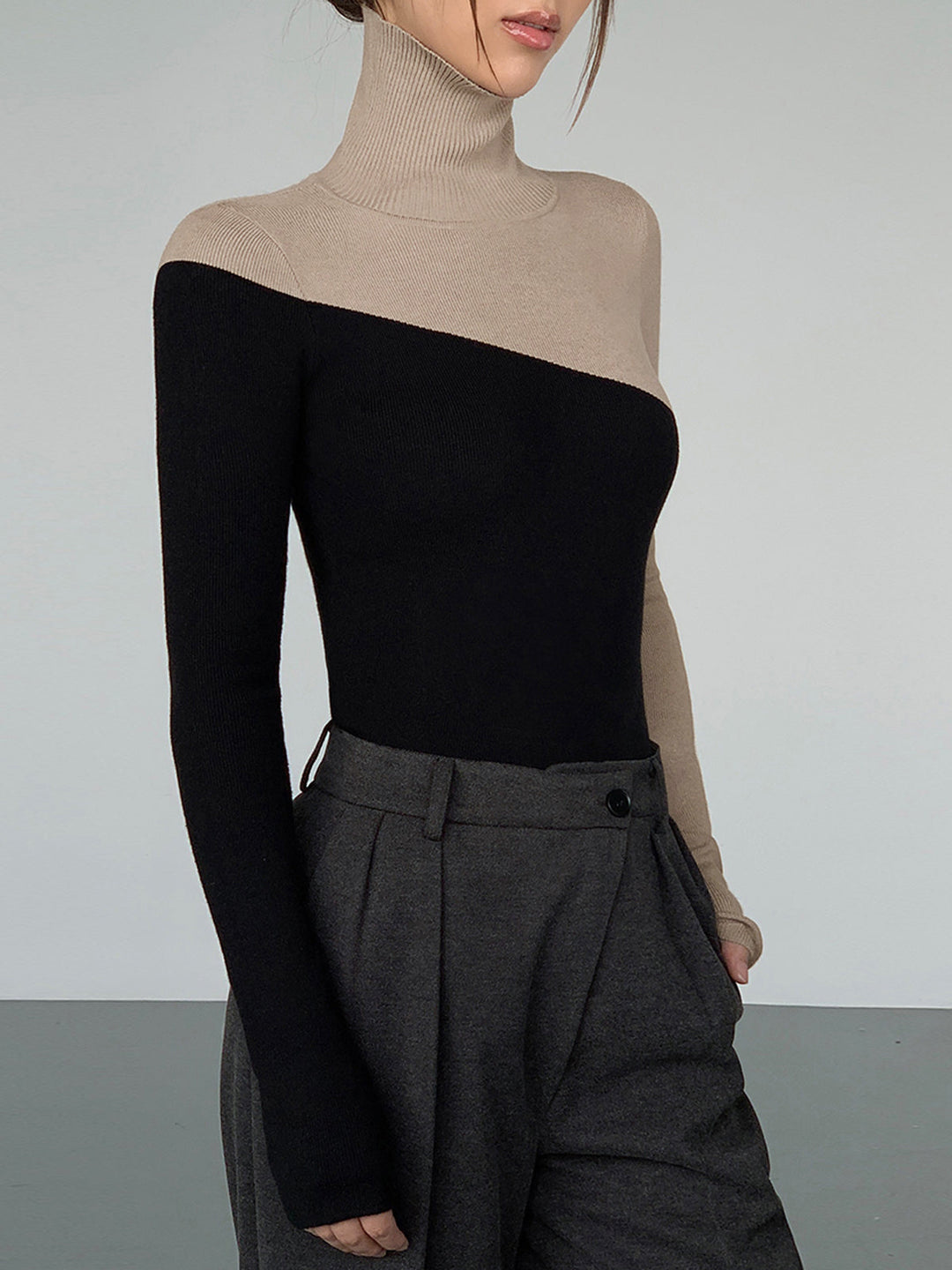 Top damski dzianinowy | patchwork