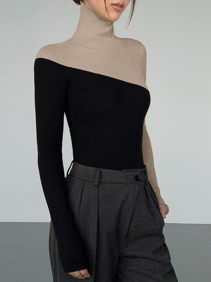 Top damski dzianinowy | patchwork