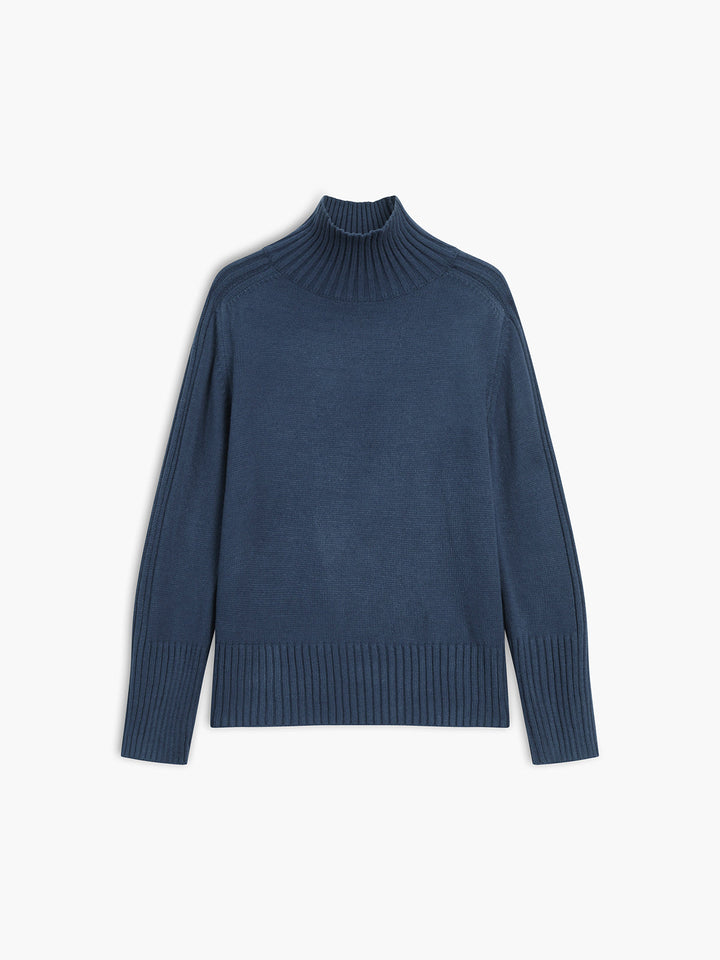 Sweter damski | Prążkowany golf z dzianiny