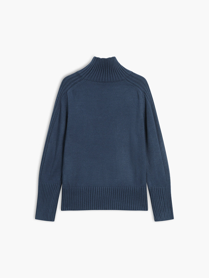 Sweter damski | Prążkowany golf z dzianiny