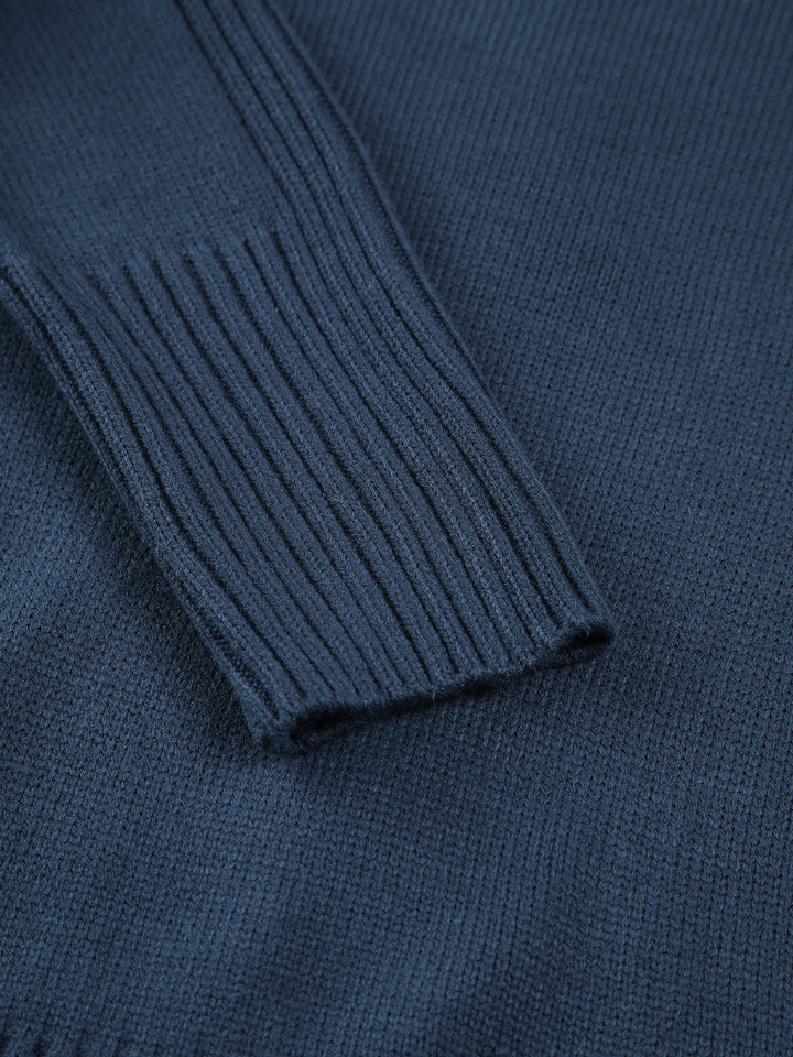 Sweter damski | Prążkowany golf z dzianiny