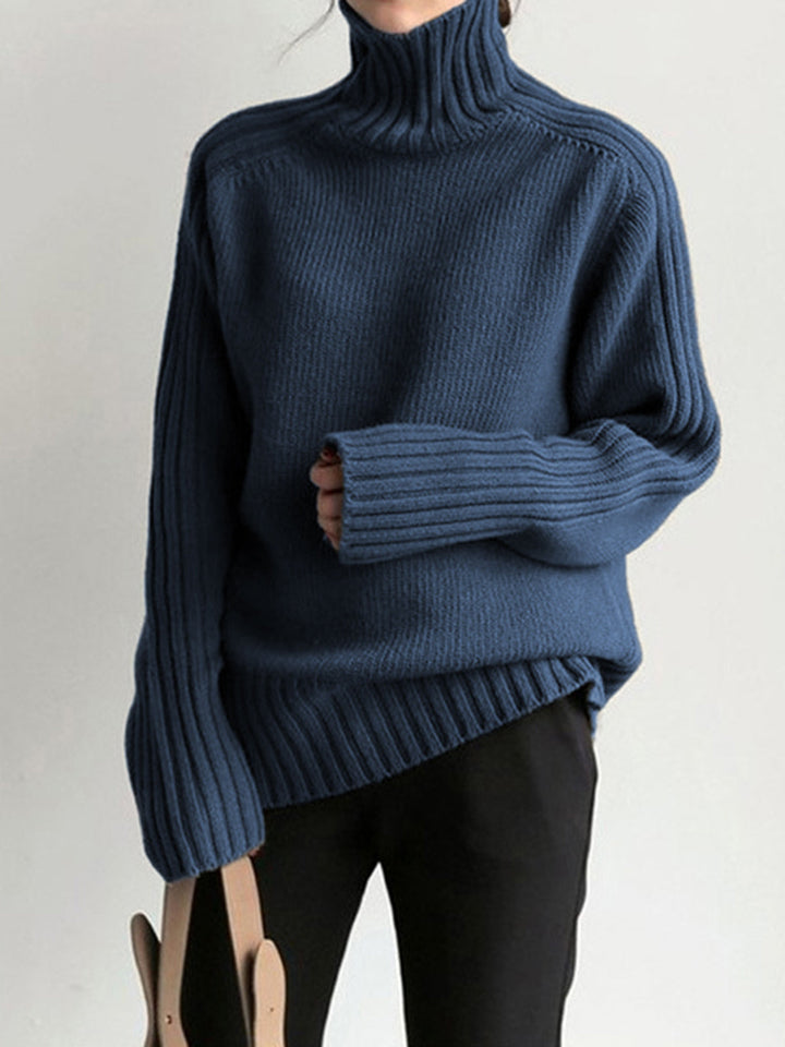 Sweter damski | Prążkowany golf z dzianiny