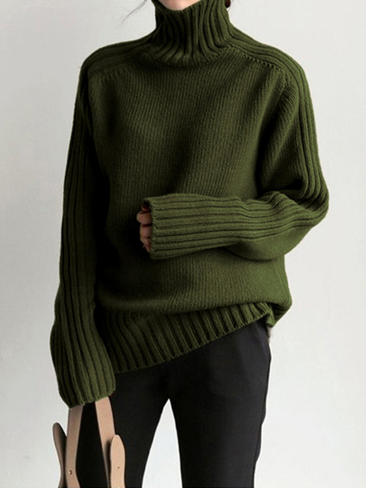 Sweter damski | Prążkowany golf z dzianiny