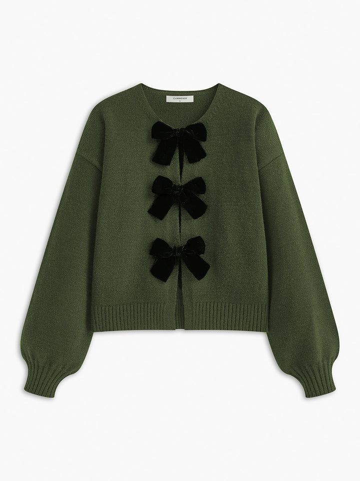 Sweter damski | Wzór z aksamitną kokardą