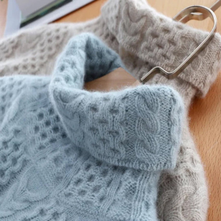 Sweter damski | golf dzianinowy