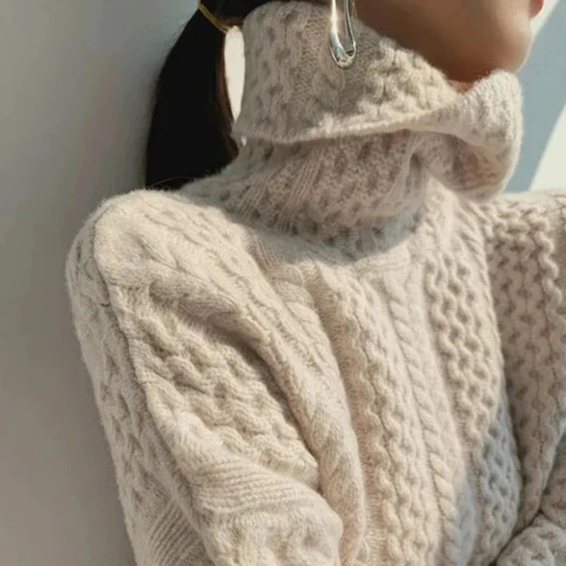 Sweter damski | golf dzianinowy