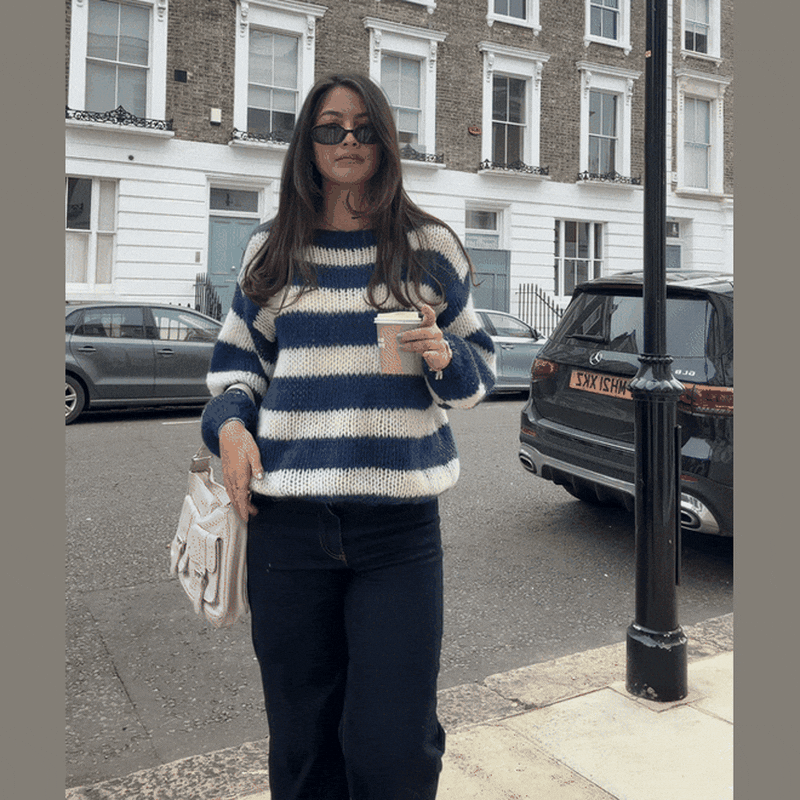 Sweter damski | Dzianina w paski