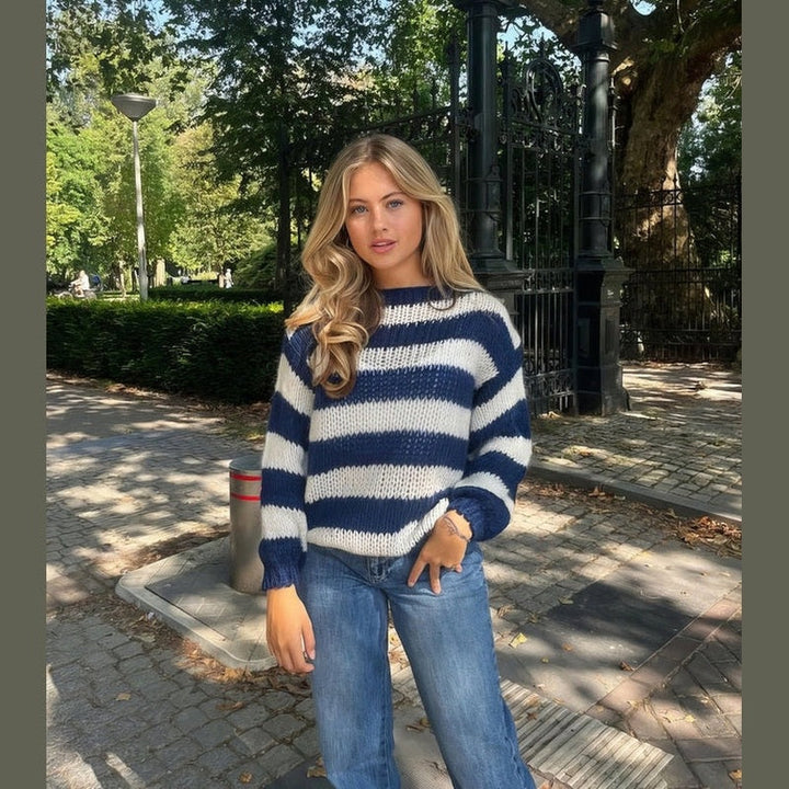 Sweter damski | Dzianina w paski