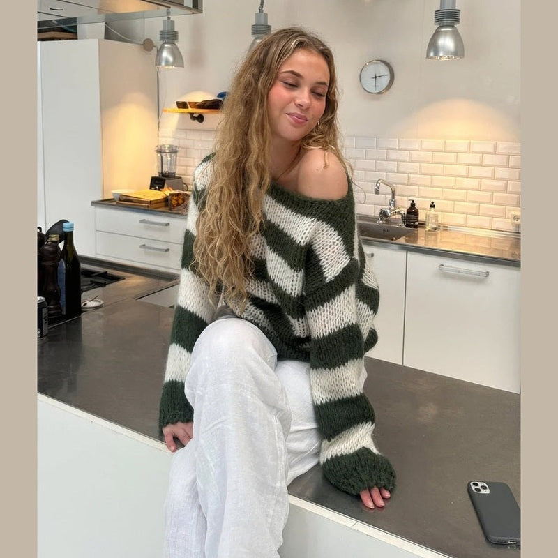 Sweter damski | Dzianina w paski