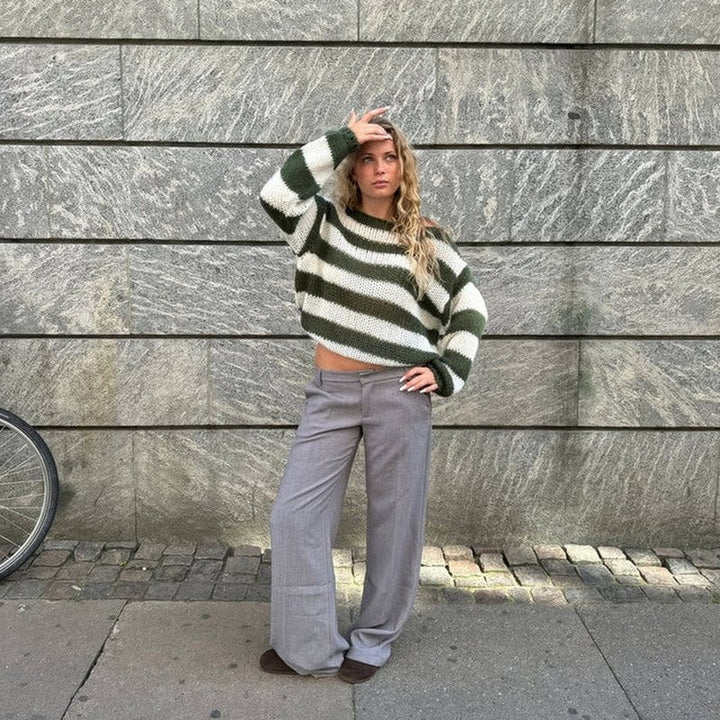 Sweter damski | Dzianina w paski