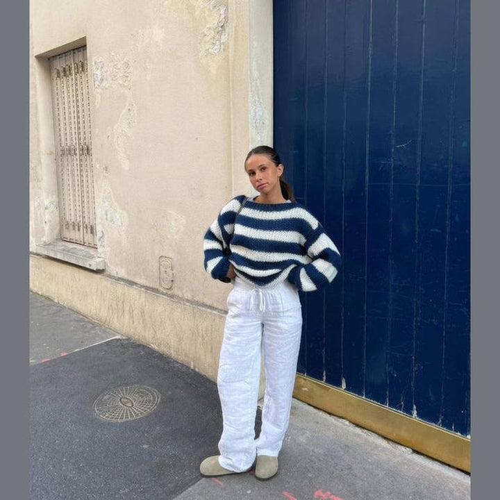 Sweter damski | Dzianina w paski